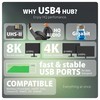 Axagon HMC-U4 Wieloportowy šakotuvas USB 12in1, USB 4.0 40Gbps, 3x USB-A, 2x USB-C, Glan, HDMI 8k, DP 8k, PD 100W, HQ Audio 24bit, UHS II SD/MicroSD, 80cm USB-C KA