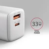 AXAGON ACU-PQ33W, GaN 33 W tinklo įkroviklis, USB-A + USB-C, PD3.0/PPS/QC4+/SFC2.0/Apple, balta