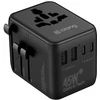 Maitinimo šaltinis Crong Crong One World Travel Adapteris – Uniwersalny adapter kelioninis GaN 45W UK/EU/US/AU (juoda)