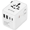 Maitinimo šaltinis Crong Crong One World Travel Adapteris – Uniwersalny adapter kelioninis GaN 45W UK/EU/US/AU (balta)