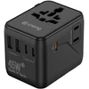 Maitinimo šaltinis Crong Crong One World Travel Adapteris – Uniwersalny adapter kelioninis GaN 45W UK/EU/US/AU (juoda)