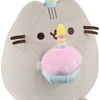 Pusheen - pliušinis talismanas su gimtadienio kepure ir tortu 24 cm