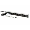 Digitus Digit 1U aliuminio maitinimo blokas, montuojamas į stelažą, 7 apsauginiai lizdai 16A, 4000W, 250VAC 50/60Hz, 1 automatinis jungiklis