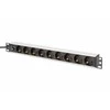 Digitus Listwa zasilająca PDU Rack 19" su bezpiecznikiem przeciążeniowym, 9 gniazd Schuko CEE 7/3 (45°), kabe l 2m wtyk IEC C14, 10A, aluminiowa