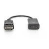 Digitus „Displayport“ adapterio kabelis su fiksatoriumi 1080p 60hz fhd tipo dp/hdmi a m/f 0,2m juodas