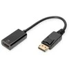 Digitus „Displayport“ adapterio kabelis su fiksatoriumi 1080p 60hz fhd tipo dp/hdmi a m/f 0,2m juodas
