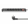 Digitus Biuro maitinimo juostelė 45°, 6 lizdai, 2xUSB-A 1xUSB-C (5v/3.4A), sukimasis 180°, aliuminis, su stalviršio spaustuku