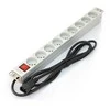 Digitus PDU maitinimo juosta 19" stelažas 9xtype e, 2m 1xc14, 10a, įjungtas/išjungtas, aliuminis