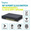 Šakotuvas Digitus Przełącznik sieciowy niezarządzalny 10" 8x rj45 2.5g, 1x sfp+ 10g, 60gbps, metalowy, bez wentylatora, plug&play
