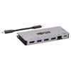 „Eaton Tripp Lite“ USB-C dokas – 4K HDMI, USB 3.2 Gen 1, USB-A šakotuvas, GbE, atminties kortelė, 100 W PD įkrovimas, nuimamas laidas