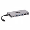„Eaton Tripp Lite“ USB-C dokas – 4K HDMI, USB 3.2 Gen 1, USB-A šakotuvas, GbE, atminties kortelė, 100 W PD įkrovimas, nuimamas laidas