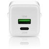 Įkroviklis - everActive 20 W 1xUSB 1xUSB-C QC3.0 PD GaN Kompaktiškas Baltas