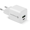 Įkroviklis - everActive 20 W 1xUSB 1xUSB-C QC3.0 PD GaN Kompaktiškas Baltas