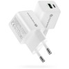 Įkroviklis - everActive 20 W 1xUSB 1xUSB-C QC3.0 PD GaN Kompaktiškas Baltas