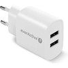 USB Įkroviklis - everActive SC-220 12W Dviejų USB-A prievadų Išmanusis Įkrovimas, Balta