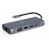 Gembird USB Type-C 7 viename kelių adapteris (Hub3.0 + HDMI + VGA + PD + kortelių skaitytuvas + stereo garsas), pilka