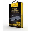 Gembird USB Type-C 7 viename kelių adapteris (Hub3.0 + HDMI + VGA + PD + kortelių skaitytuvas + stereo garsas), pilka