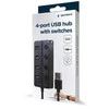 GEMBIRD USB 2.0 maitinamas 4 prievadų šakotuvas su jungikliais juodas