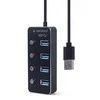 Gembird USB 3.1 (1 gen.) 4 prievadų šakotuvas su jungikliais, juodas