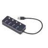 Gembird USB 3.1 (1 gen.) 4 prievadų šakotuvas su jungikliais, juodas