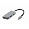 GEMBIRD A-CM-COMBO3-02 Multi Port Adapteris USB type C 3in1 USB port + HDMI + PD sidabrinis