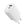 Įkroviklis Gembird Fast USB 2-port 1xUSB-C + 1x USB-A 45 W, baltas (TA-UC-1A1C-PD45-01-W)