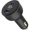 Gembird Greitas automobilinis įkroviklis 2x USB, C tipo (PD), LCD, 30W, juodas