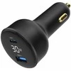 Gembird Greitas automobilinis įkroviklis 2x USB, C tipo (PD), LCD, 30W, juodas