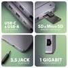 AXAGON kelių prievadų USB-C 10Gbps šakotuvas. NVMe/SATA M.2, HDMI ir DisplayPort. USB-C laidas 50 cm.
