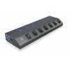 Icy Box Ib-hub1701-c3 7xusb tipo a, įjungimo / išjungimo jungiklis kiekvienam USB prievadui