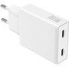Sieninis įkroviklis 4smarts PDPlug Slim dvigubas 65W GaN 2xUSB-C baltos spalvos