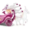 Huffy elektrinė Disney princesės karieta su arkliuku 6 V rožinė