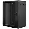 Lanberg szafa rack 19 cali wall-mount 15u/600x450 v2 juoda, drzwi szklane