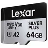 Atminties kortelė Lexar | Sidabrinis PLUS | 64 GB | Micro SDXC | Flash atminties klasė 10