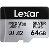 Atminties kortelė Lexar | Sidabrinis PLUS | 64 GB | Micro SDXC | Flash atminties klasė 10