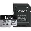 Atminties kortelė Lexar | Sidabrinis PLUS | 64 GB | Micro SDXC | Flash atminties klasė 10
