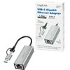 LogiLink USB adapteris, USB 3.2 Gen1, USB-A/C į gigabitinį eternetą, aliuminis