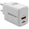 Qoltec Įkroviklis jungiama į tinklą 35w gan | 5-20v | 1.5-3a | 1xusb-c pd | 1xusb qc 3.0 | balta