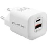Qoltec Įkroviklis jungiama į tinklą 35w gan ultra | 5-20v | 2.25-3a | 1 x usb typ c pd | 1 x usb | balta