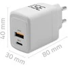 Qoltec Įkroviklis jungiama į tinklą 35w gan | 5-20v | 1.5-3a | 1xusb-c pd | 1xusb qc 3.0 | balta