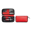 „Zwilling Beauty“ „Zwilling Twinox“ kelioninis rinkinys, raudonas odinis dėklas, 5 dalys