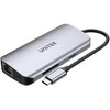 „Unitek“ aktyvus šakotuvas USB-C 2x HDMI, SD skaitytuvas, 4k, RJ-45, PD 100W, 5 Gbps
