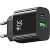 Usams Įkroviklis jungiama į tinklą 30w 1xusb-c 1xusb-a fast czarging juoda