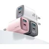 Usams 30 W „Gan LED“ USB + USB-C CC229 greito įkrovimo juodas sieninis įkroviklis