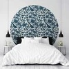 Artgeist Apvalus fototapetas - Birds and roses - monochrome mėlynas pattern with botanical motif