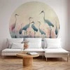 Artgeist Apvalus fototapetas - Birds by the lake - herons painted in watercolours in delicate pilkas and pink colours