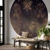 Artgeist Apvalus fototapetas - Dark baroque patterns with auksinis accents