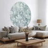 Artgeist Apvalus fototapetas - Distressed floral patterns in muted turquoises