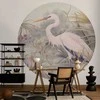 Artgeist Apvalus fototapetas - Heron wading in a pond - illustration in bright colours