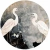 Artgeist Apvalus fototapetas - Herons and cherry blossoms - oriental-style illustration depicting birds
